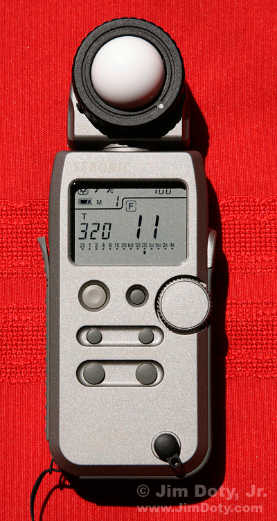Sekonic digital incident light meter. Photo copyright Jim Doty Jr.
